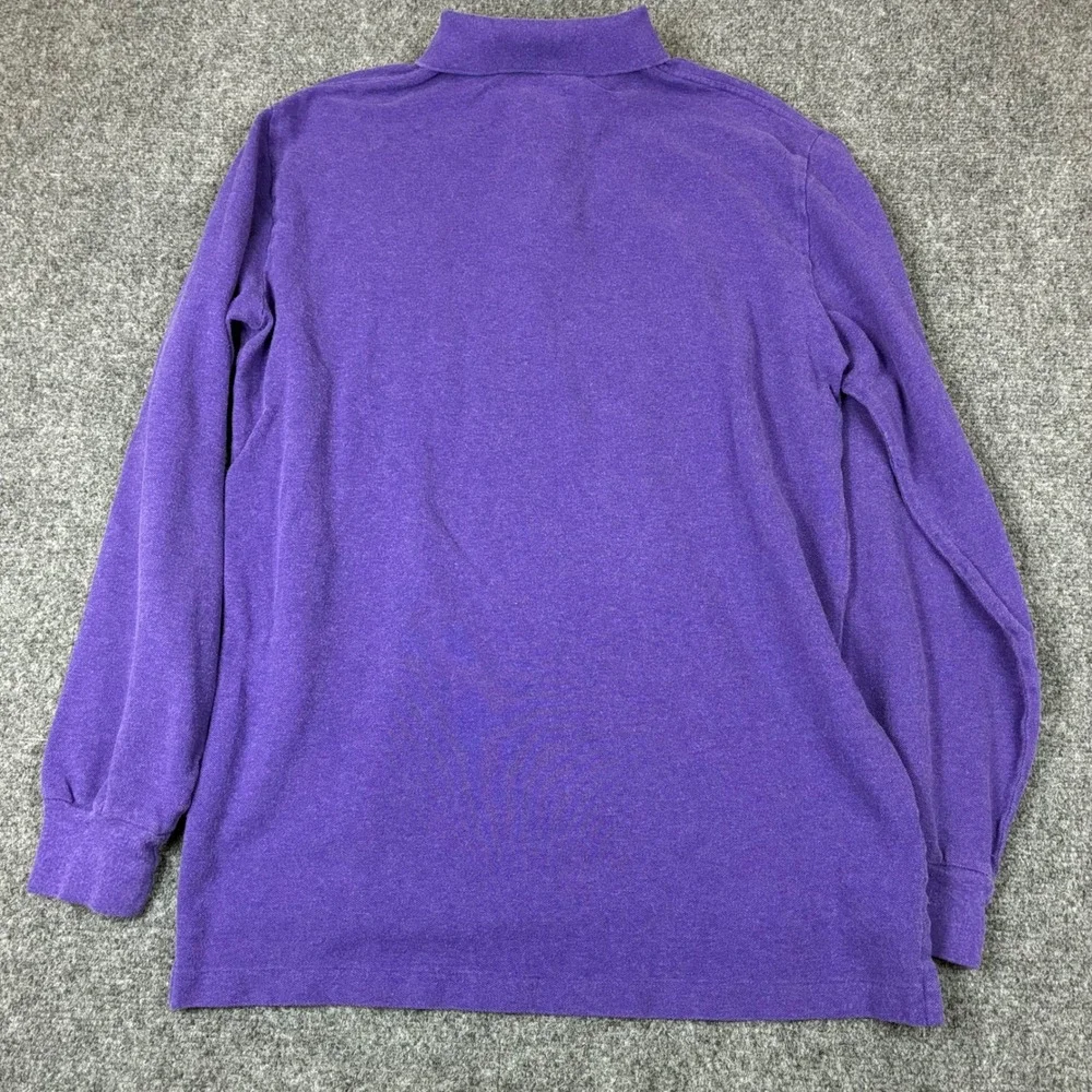 Polo Ralph Lauren Mens Purple Long Sleeve Pique Polo Shirt Green Pony Logo M